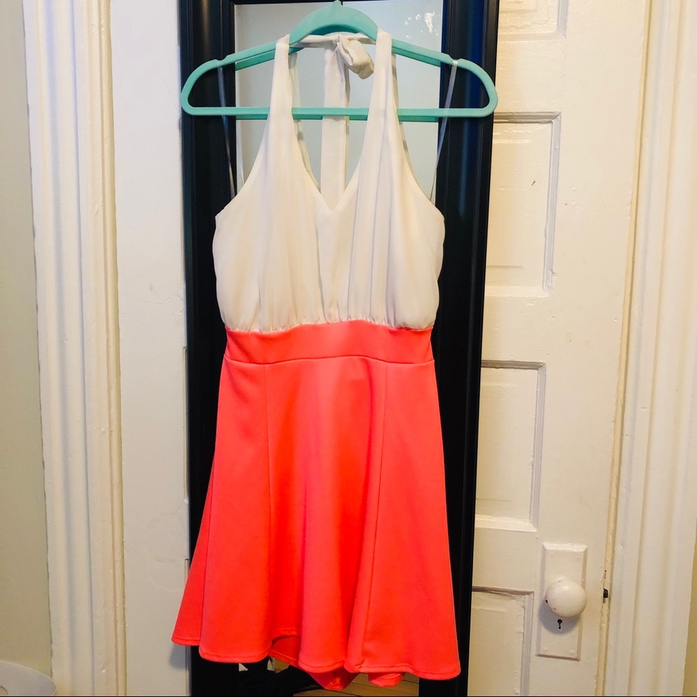 White/Pink Halter Dress